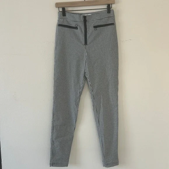 Urban Outfitters Black White Gingham High Rise Zipper Pocket Pants Size‎ 6 - Picture 3 of 8